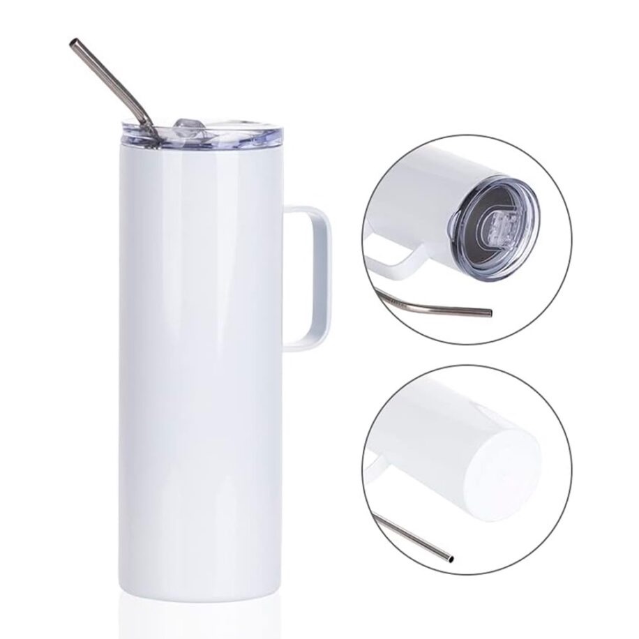 Thermo Recto Con Asa Acero Inoxidable Blanco 20oz