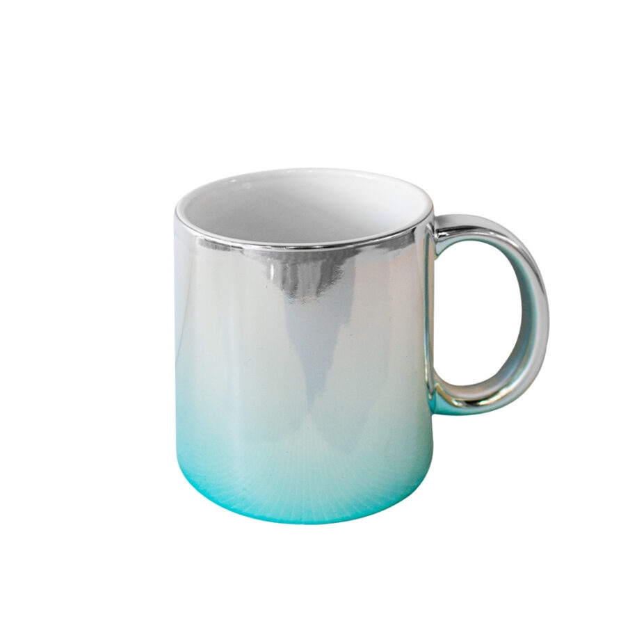 Taza Espejo Bicolor Plata/Azul 11oz