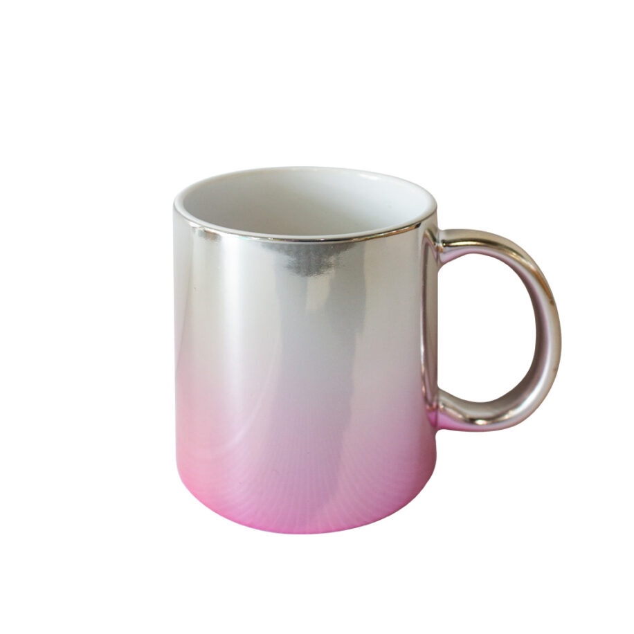 Taza Espejo Bicolor Plata/Rosa 11oz