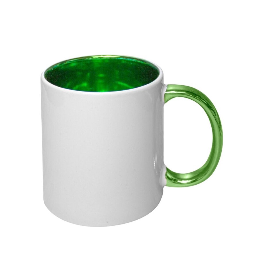 Taza interior y mango espejo verde 11oz