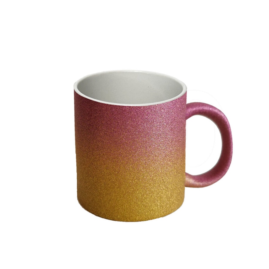 Taza Glitter Bicolor Fiusha/Oro 11oz