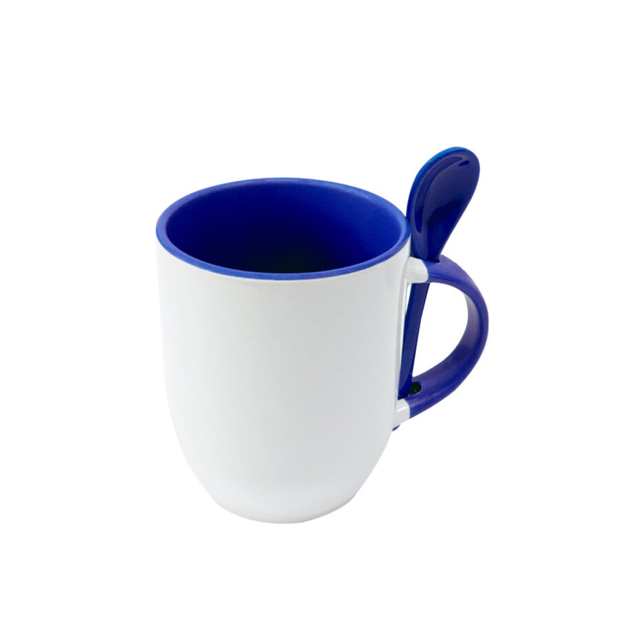 Taza Con Cuchara Azul Cobalto 11oz