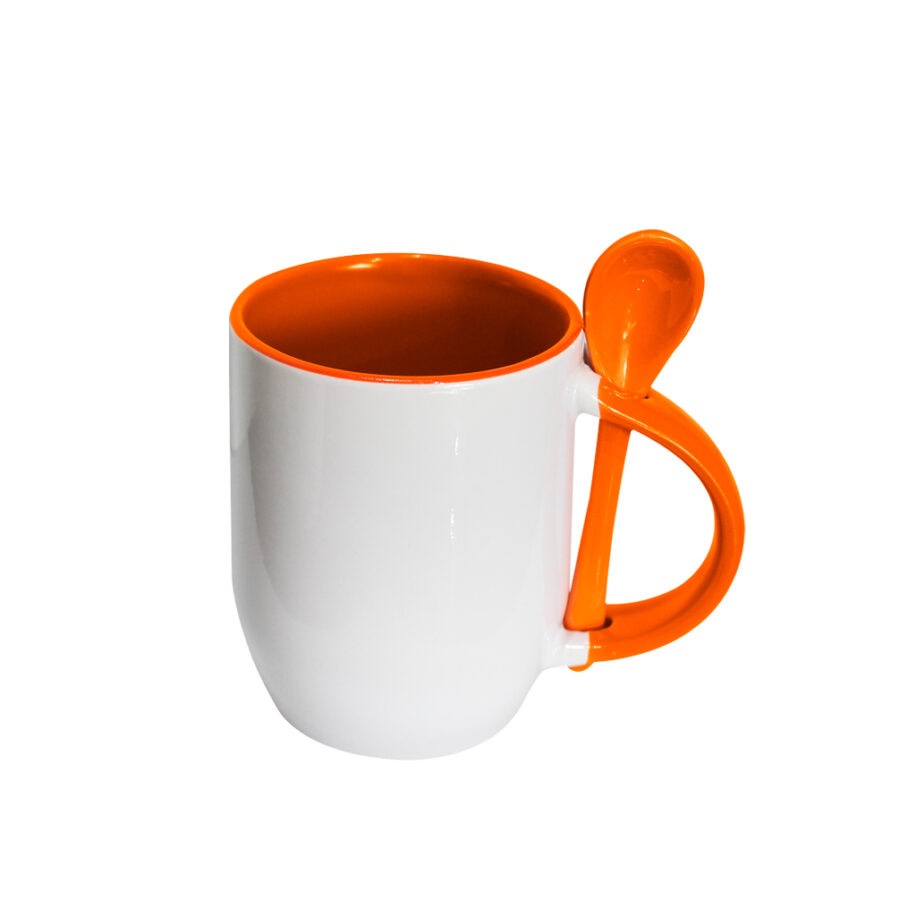 Taza Con Cuchara Naranja 11oz