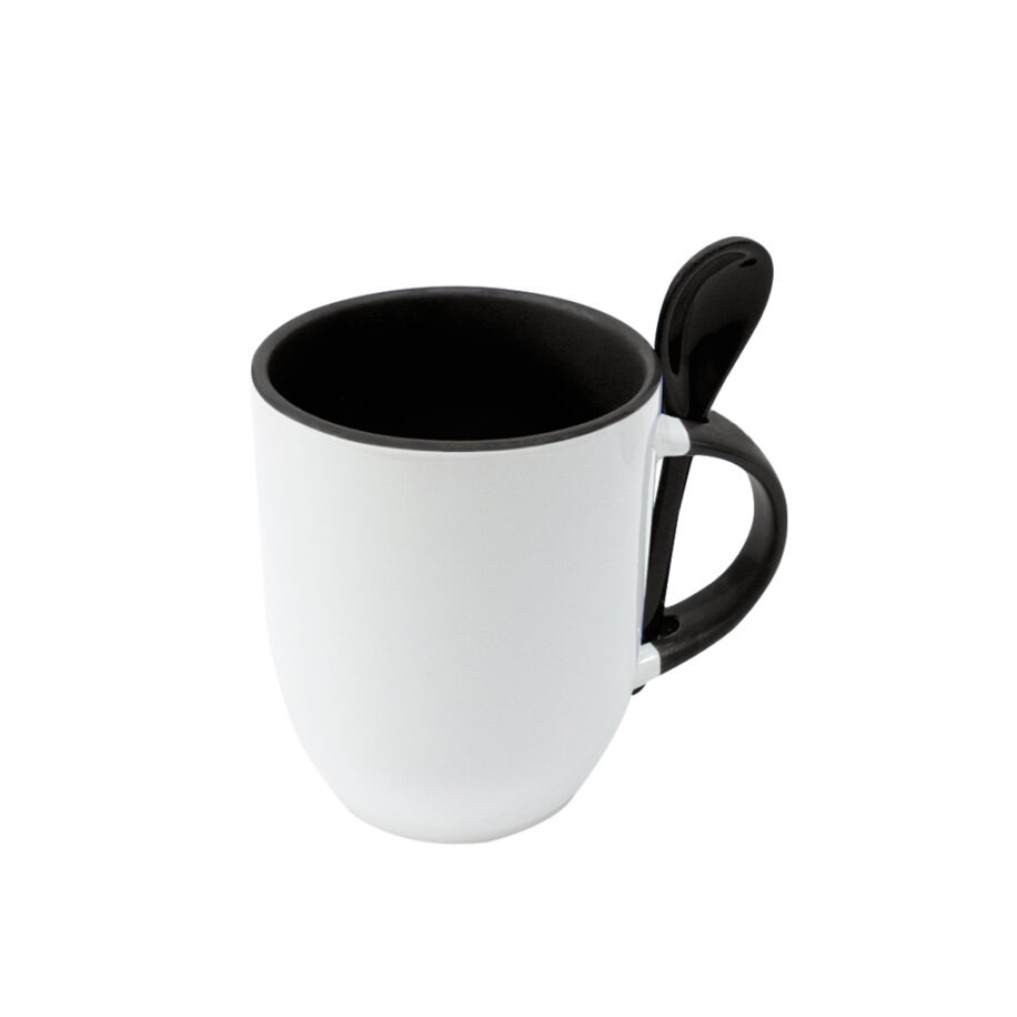 Taza Con Cuchara Negra 11oz
