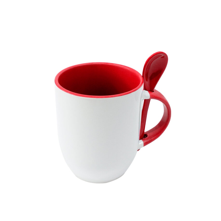 Taza Con Cuchara Roja 11oz