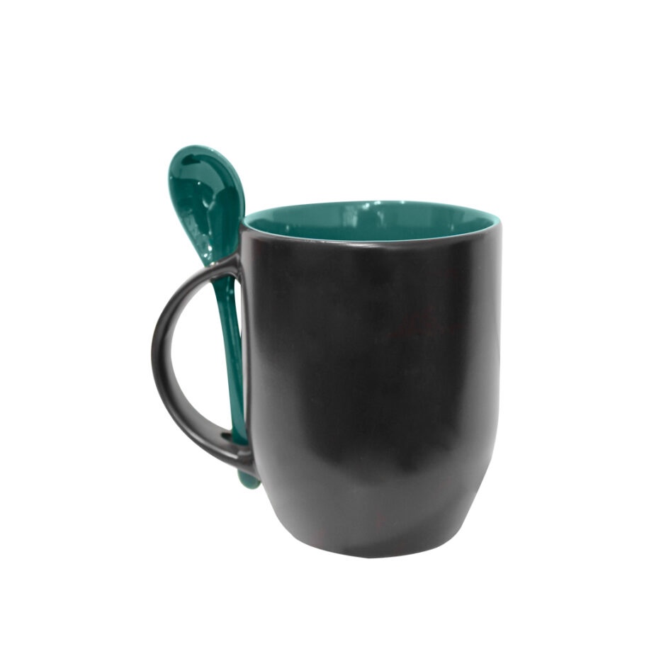 Taza Mágica Con Cuchara Mate Verde 11oz