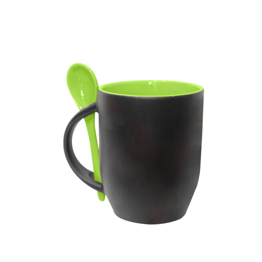 Taza Mágica Con Cuchara Mate Verde Limón 11oz