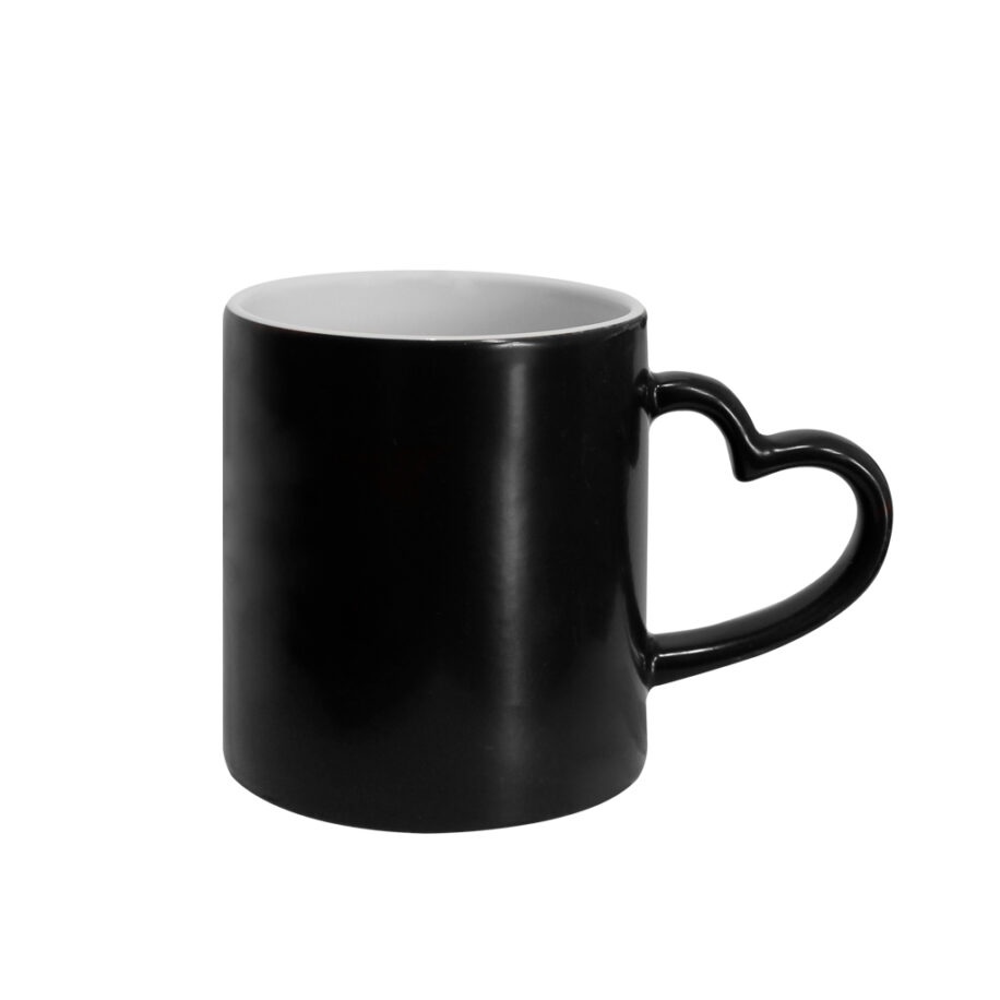 Taza Mágica Mango Corazón Mate Negro 11oz 