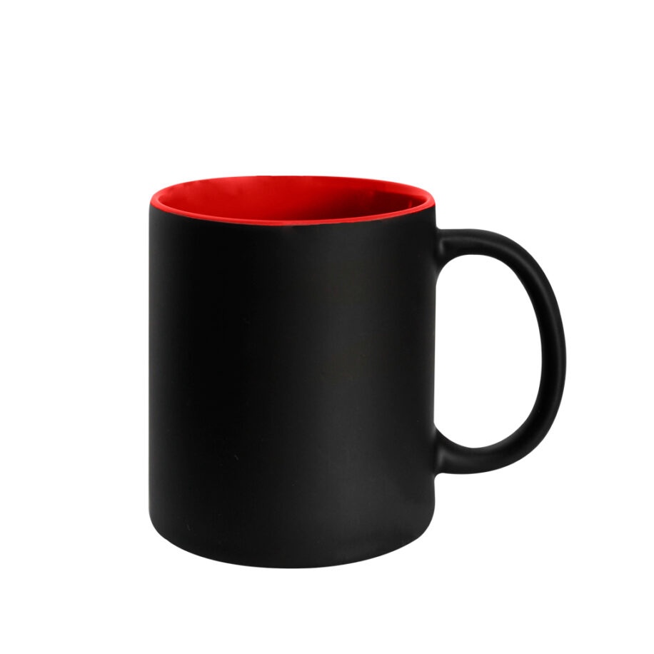 Taza Mágica Mate Negro Interior Rojo 11oz