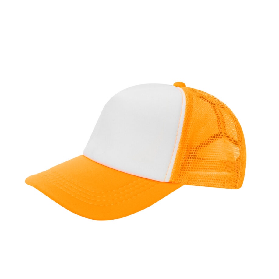 Gorra Poliéster Tipo Trucker, Bicolor Naranja, Unitalla