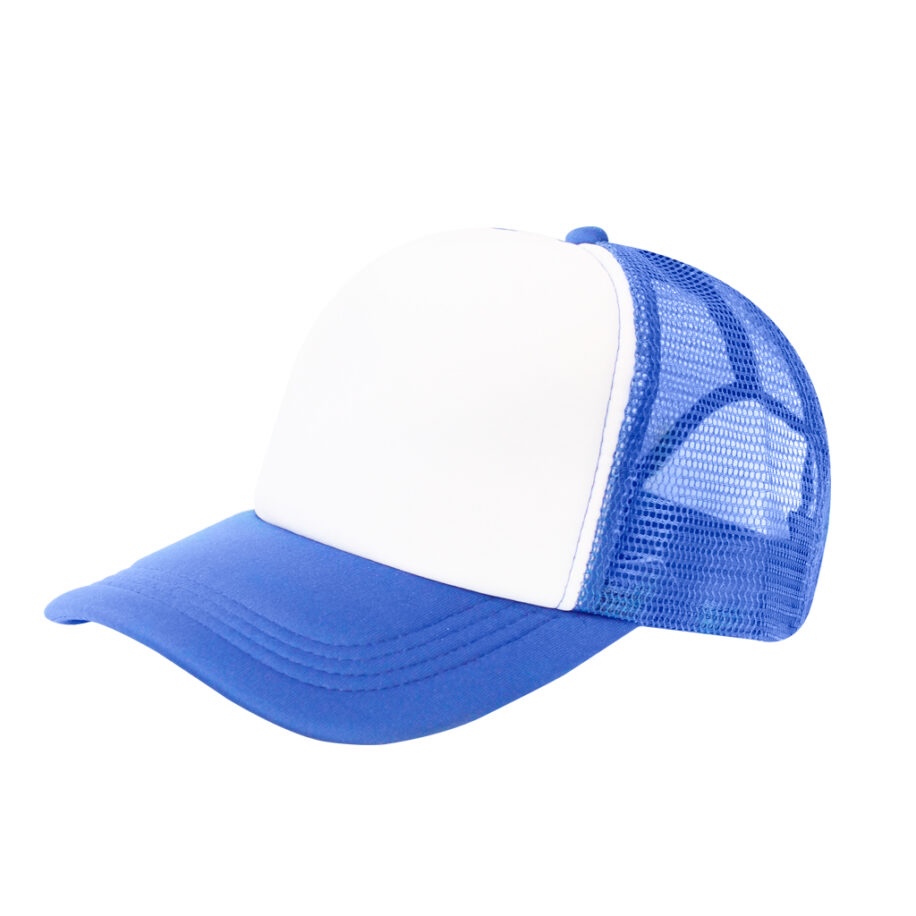 Gorra Poliéster Tipo Trucker, Bicolor Azul Rey, Unitalla