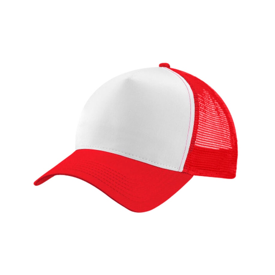 Gorra Poliéster Tipo Trucker, Bicolor Rojo, Unitalla