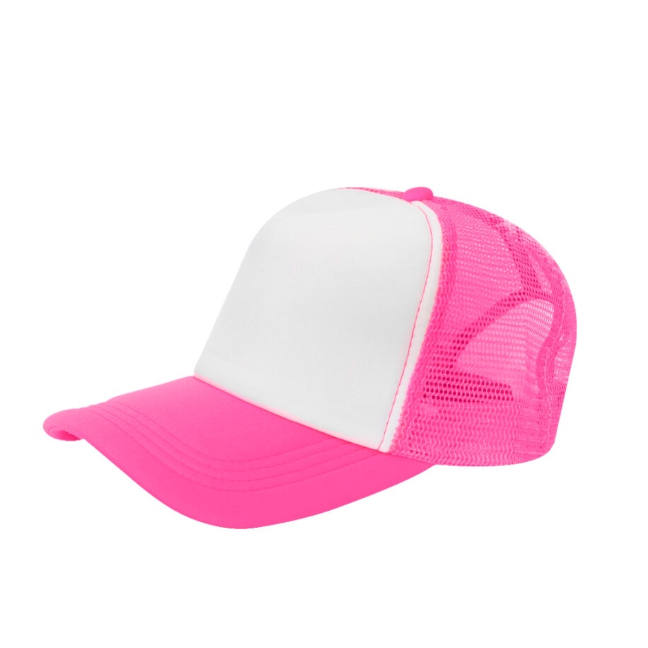 Gorra Poliéster Tipo Trucker, Bicolor Rosa Neón, Unitalla