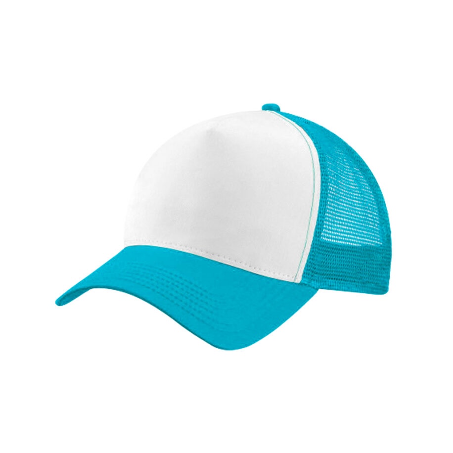Gorra Poliéster Tipo Trucker, Bicolor Azul Cielo, Unitalla