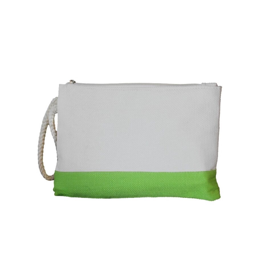 Bolso De Mano C/Correa Blanca / Verde Sublimable (17.5×25.5 Cm)