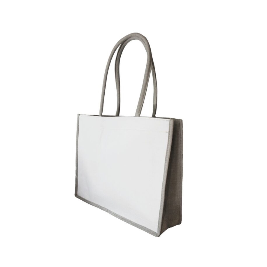 Bolsa Playa De Loneta Blanca / Gris Sublimable (33x41x12 cm)