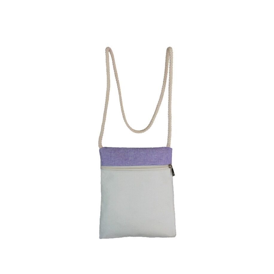 Bolso Transversal Blanca / Morado Sublimable (21×27 cm)