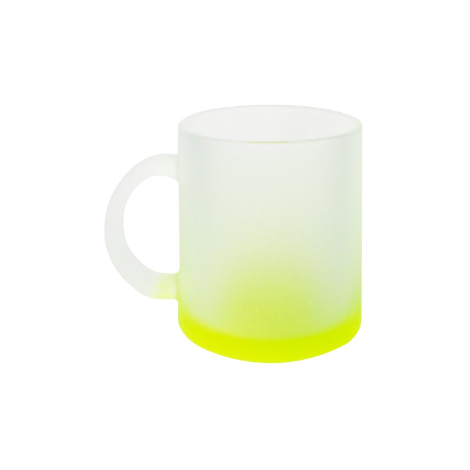 Taza De Vidrio Satinado Color Amarillo 11oz