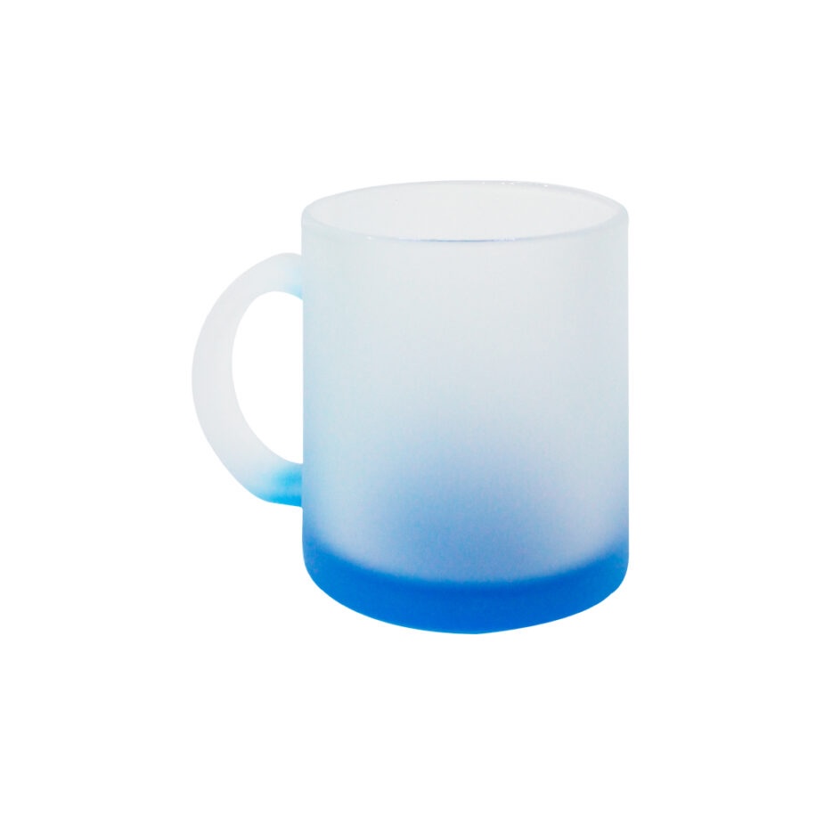 Taza De Vidrio Satinado Color Azul 11oz