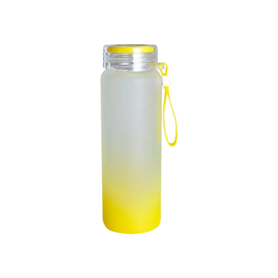 Botella de Vidrio Satinado C/Fondo Amarillo 16oz