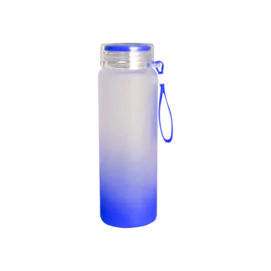 Botella de Vidrio Satinado C/Fondo Azul 16oz