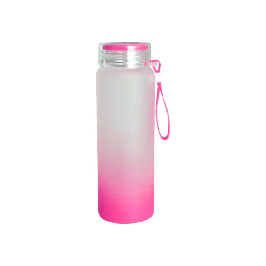 Botella de Vidrio Satinado C/Fondo Rosa 16oz