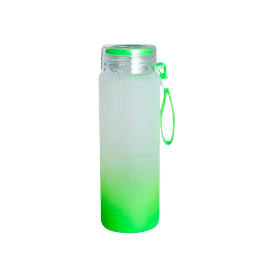 Botella de Vidrio Satinado C/Fondo Verde 16oz