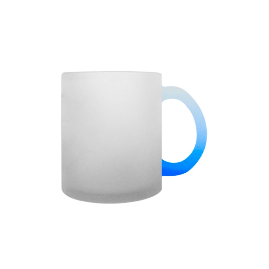 Taza De Vidrio Satinado Mango Azul 11oz