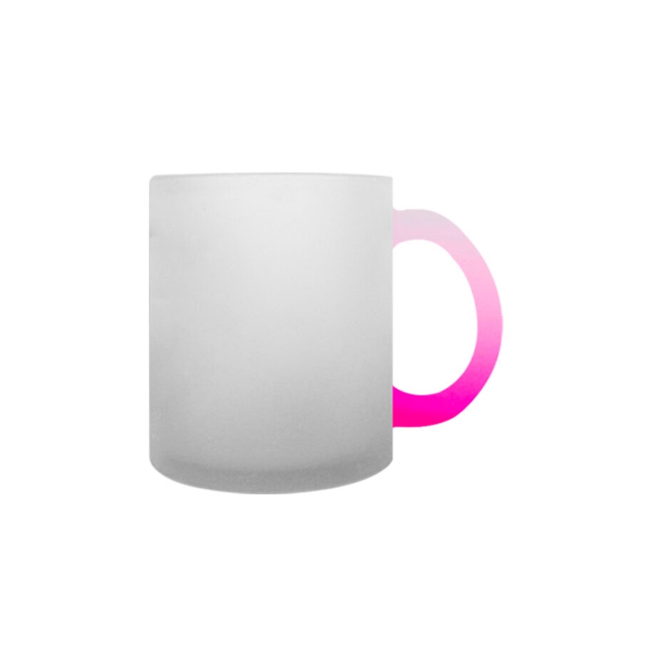 Taza De Vidrio Satinado Mango Rosa 11oz