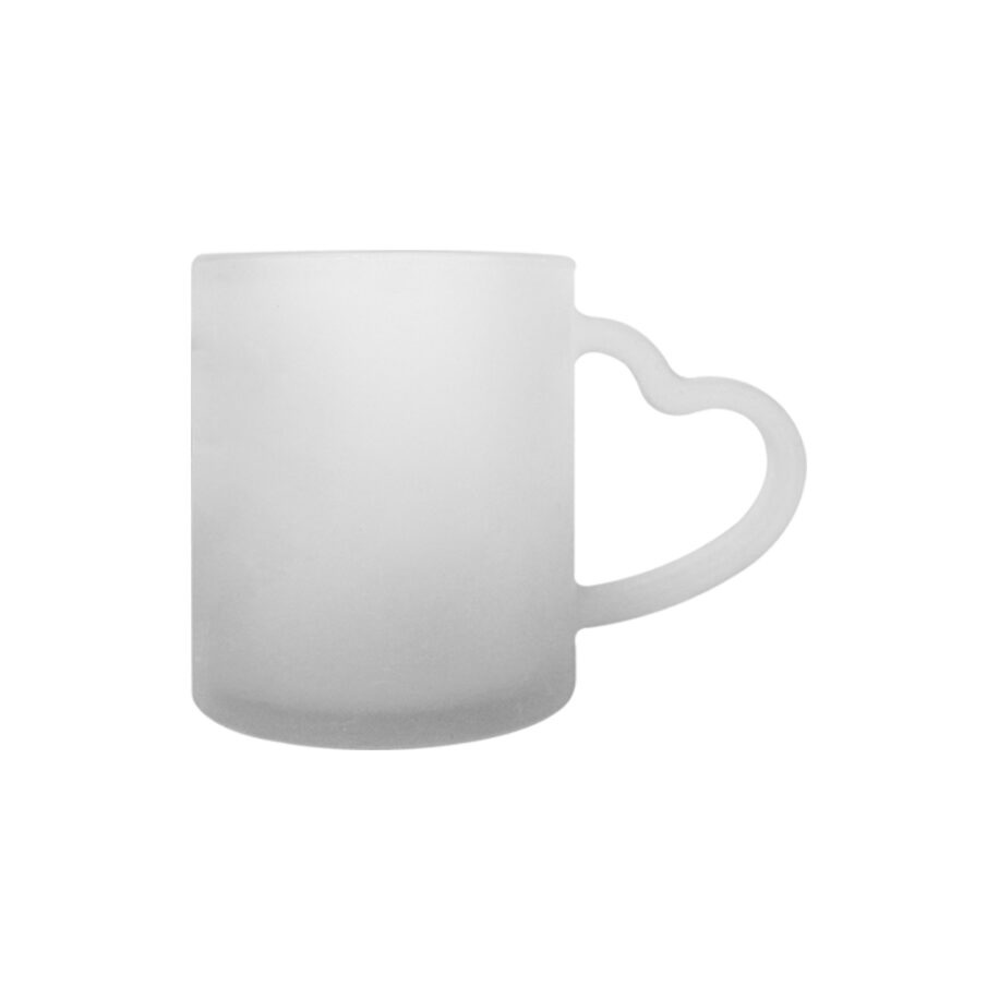 Taza de Vidrio Satinado Mango Corazón Natural 11oz